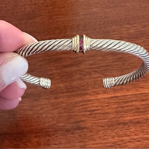 David Yurman Jewelry - David Yurman 5mm Cable Classic Station Bracelet 14K Gold and Rubies